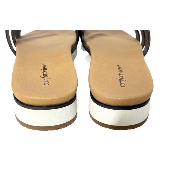 Comfortview Black Gracia Cut-Out Sandals Sz 8.5W Open Toe Slip-On NEW - Picture 4 of 7